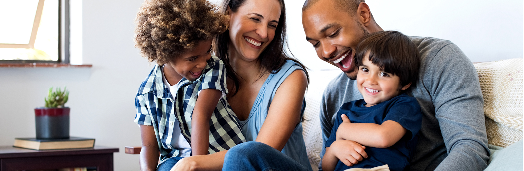 Family having fun and laughing at home